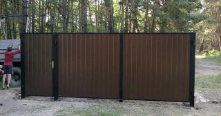 Купить распашные ворота из профнастила Мелеуз, цена от 2700 руб.